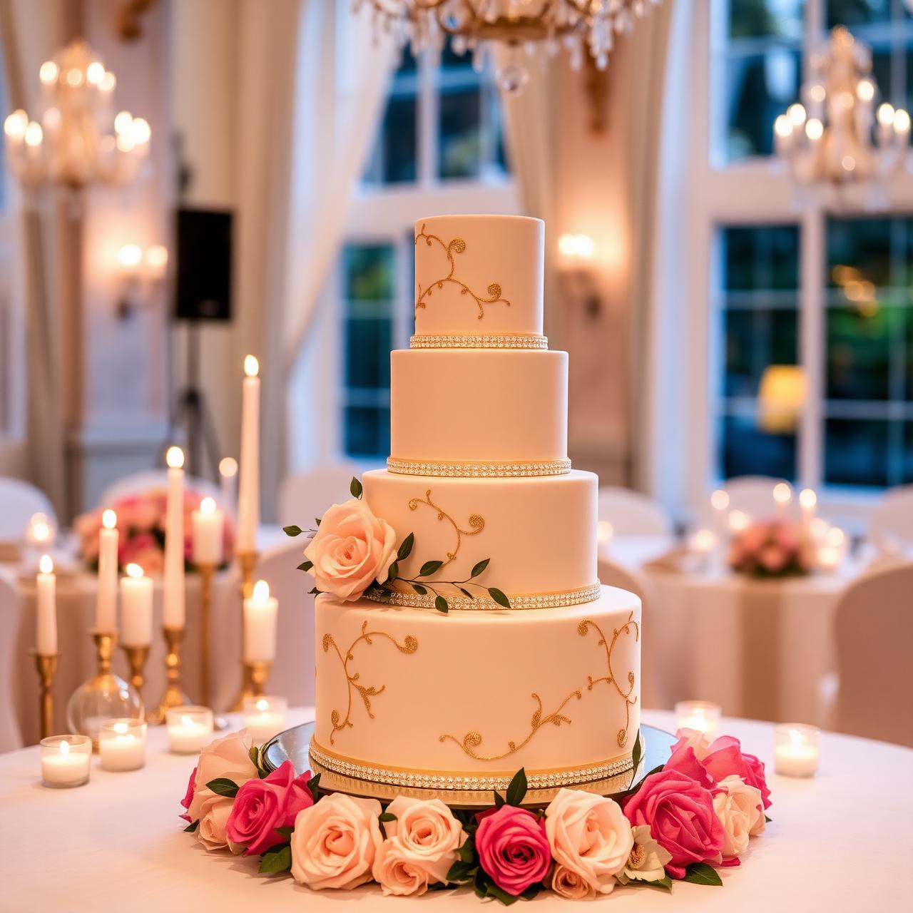 Elegant multi-tier custom wedding cake
